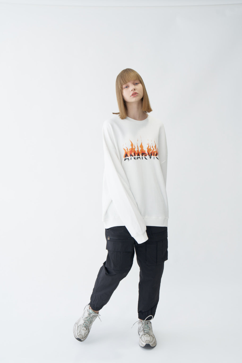 Burning Text Graphic Sweatshirt