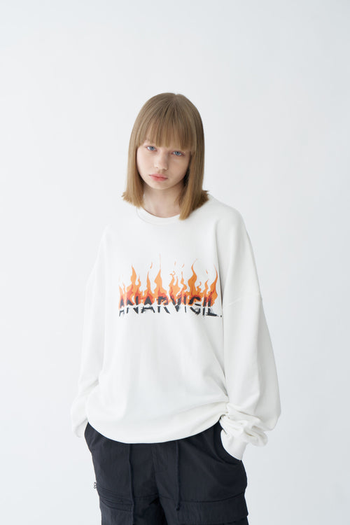 Burning Text Graphic Sweatshirt