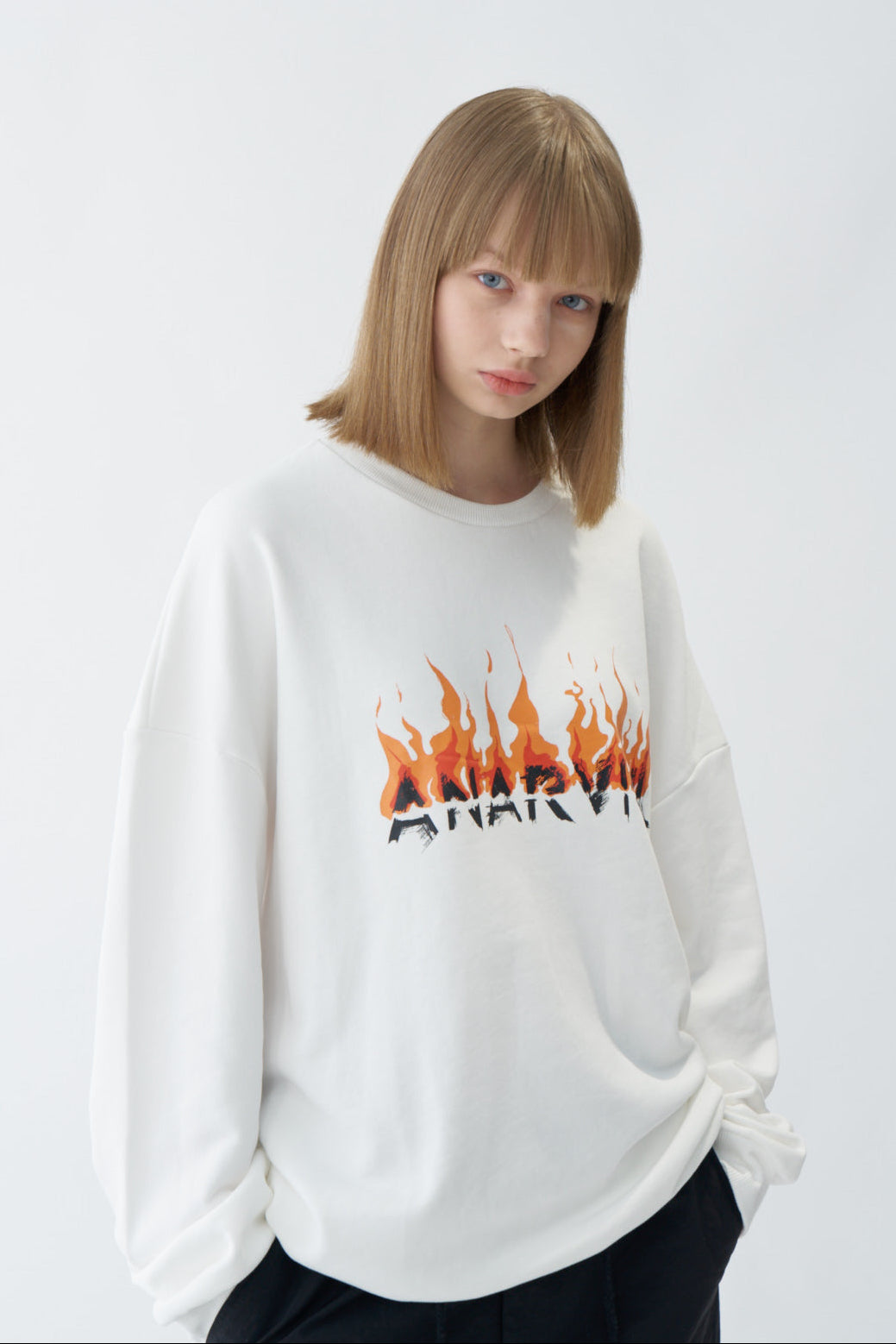 Burning Text Graphic Sweatshirt