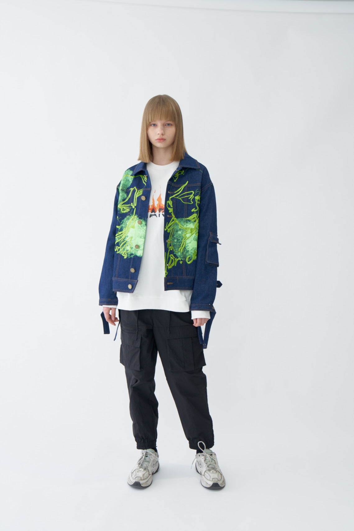 Neon Graffiti Art Denim Jacket