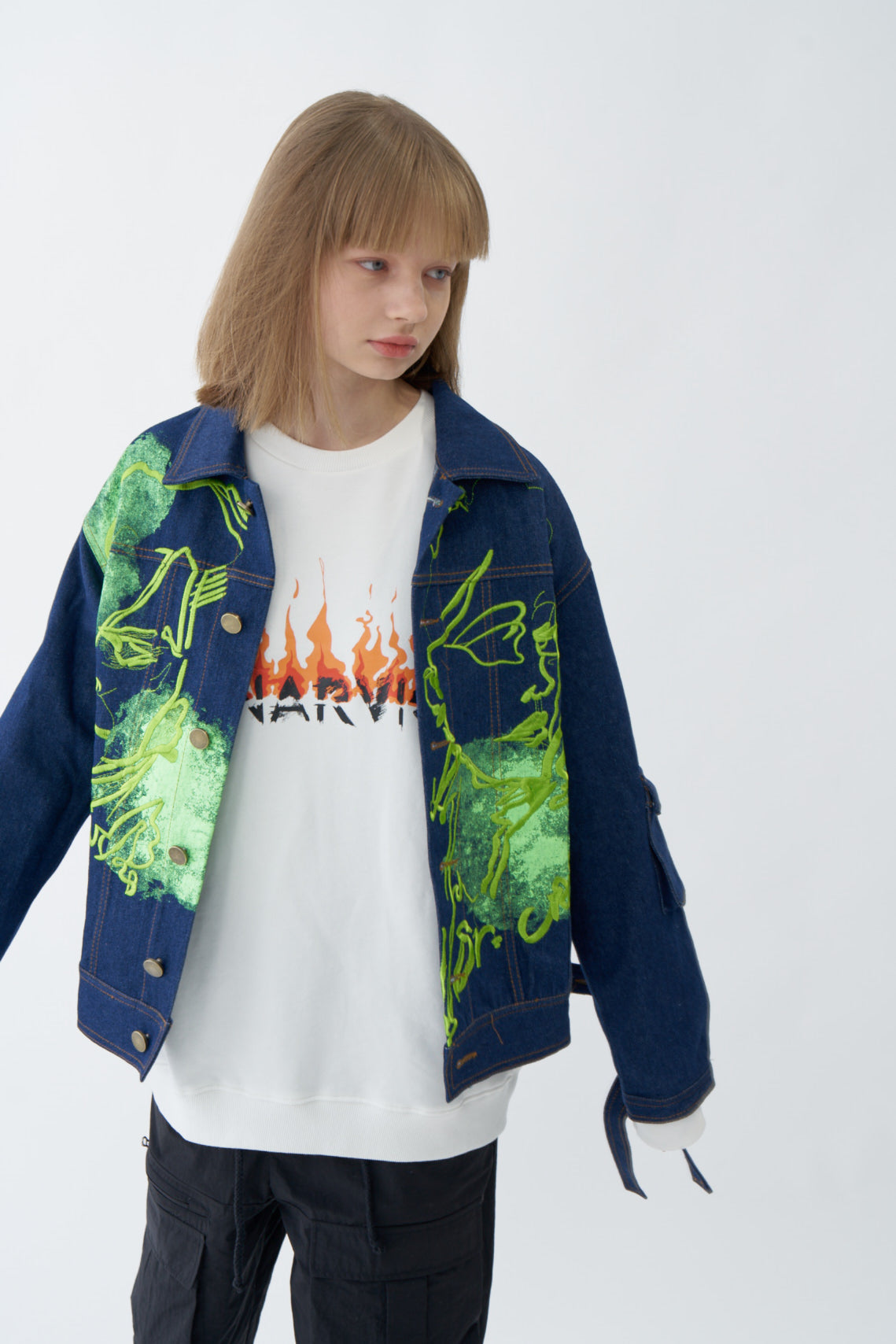 Neon Graffiti Art Denim Jacket