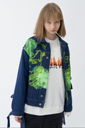 Neon Graffiti Art Denim Jacket
