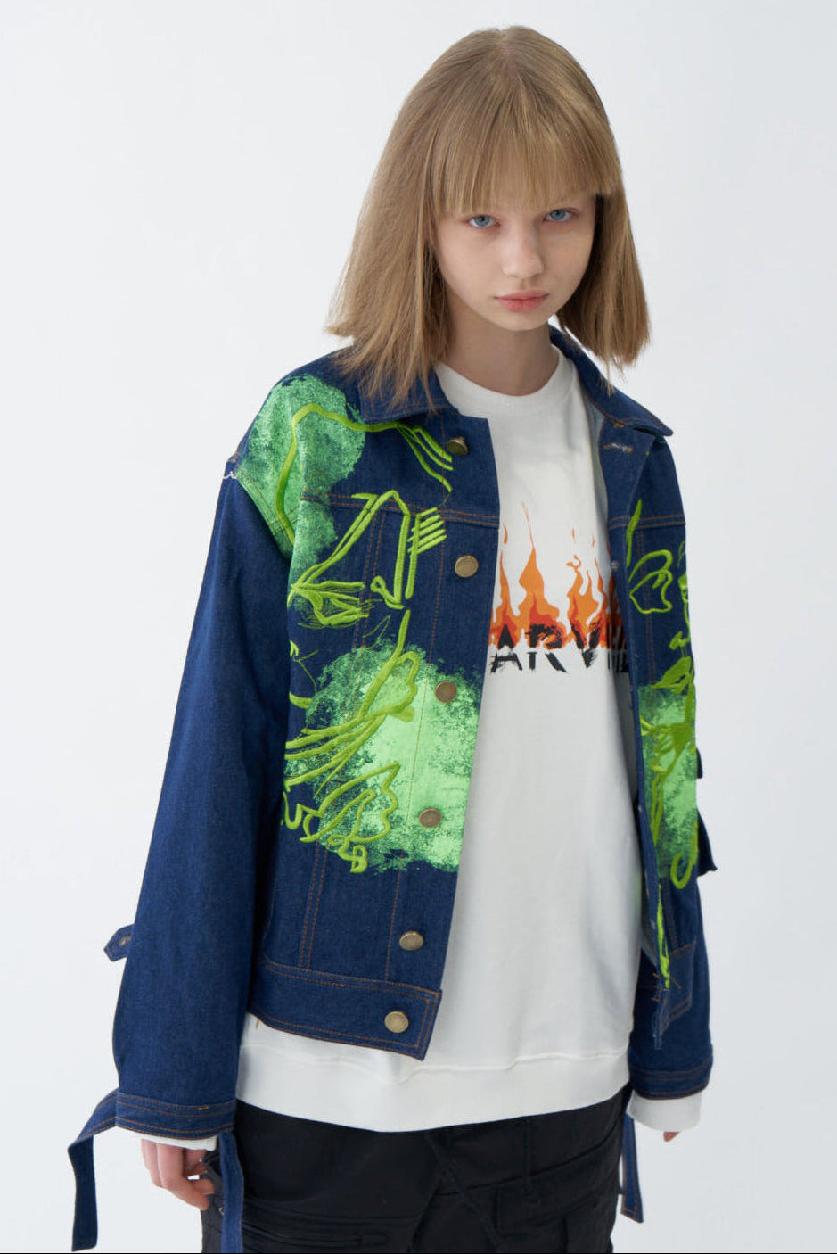 Neon Graffiti Art Denim Jacket