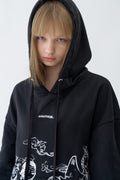 Traditional Chinese Ink Illustration Oversized Black Hoodie