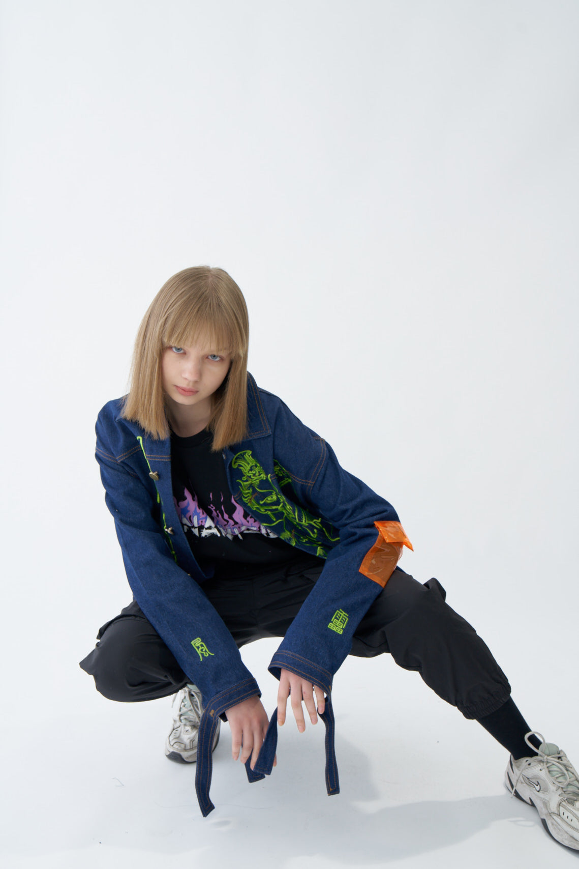 Neon Graffiti Art Denim Jacket