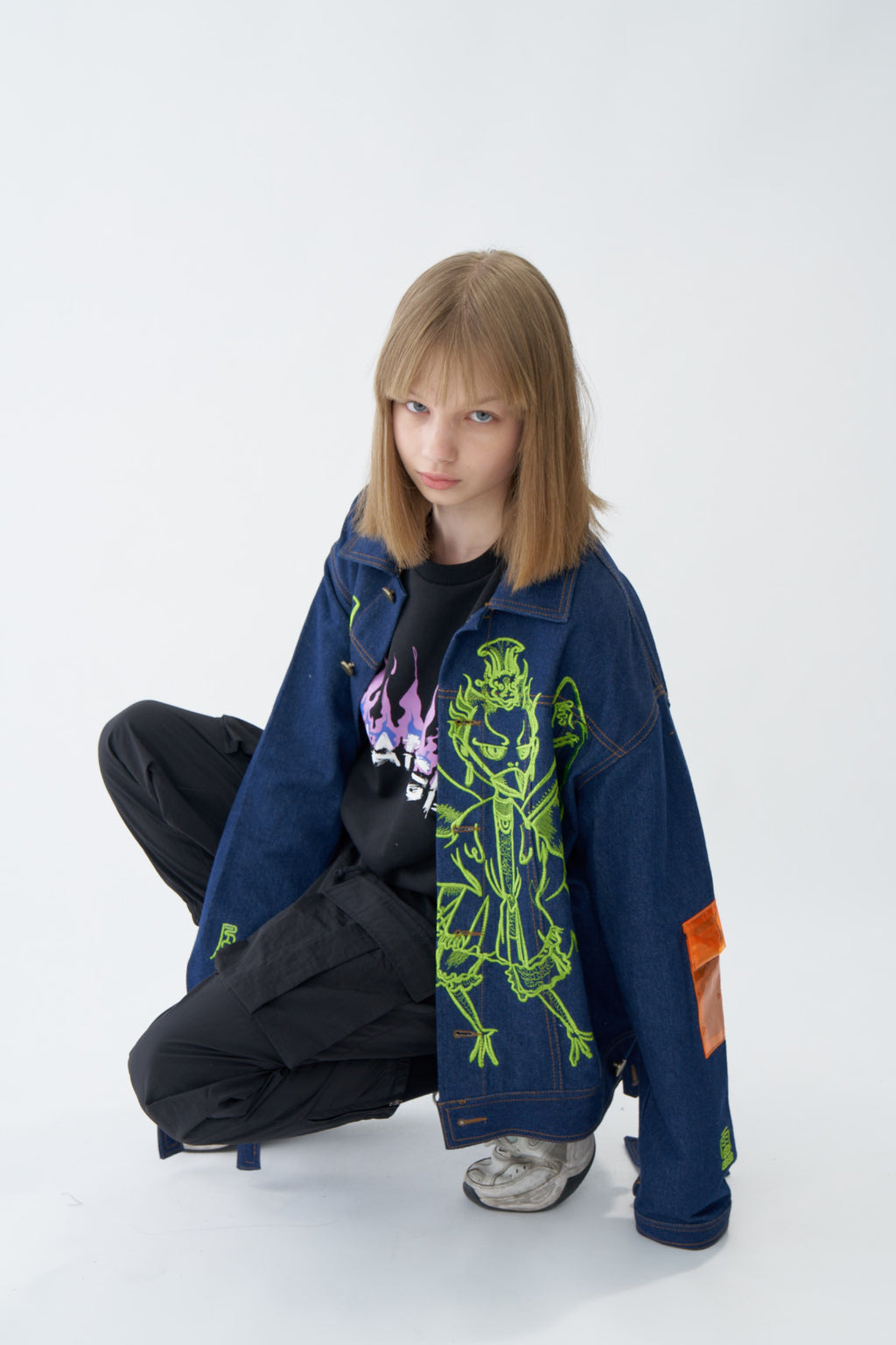 Neon Graffiti Art Denim Jacket