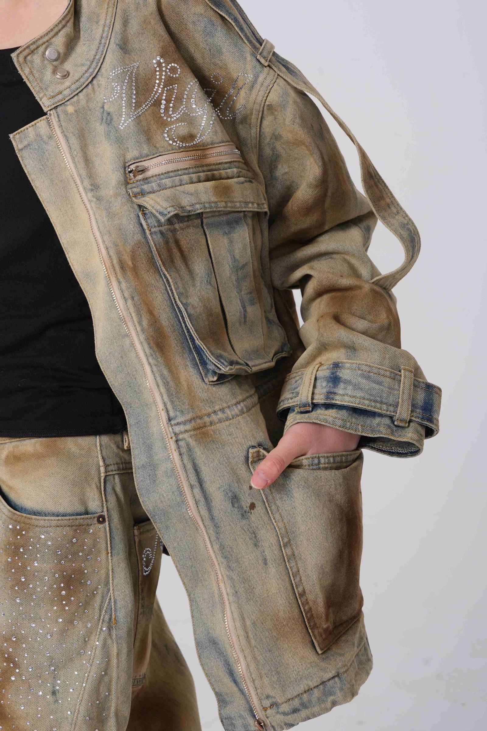 Aged Utility Wide-Leg Pants