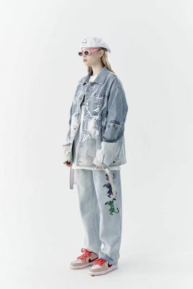 Ghost Sketch Distressed Denim Jacket