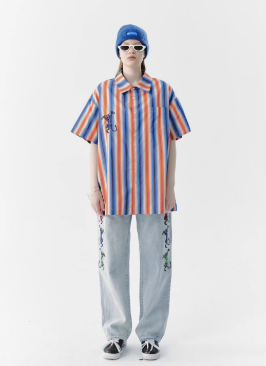 Graffiti Motion Wide-Leg Denim Pants